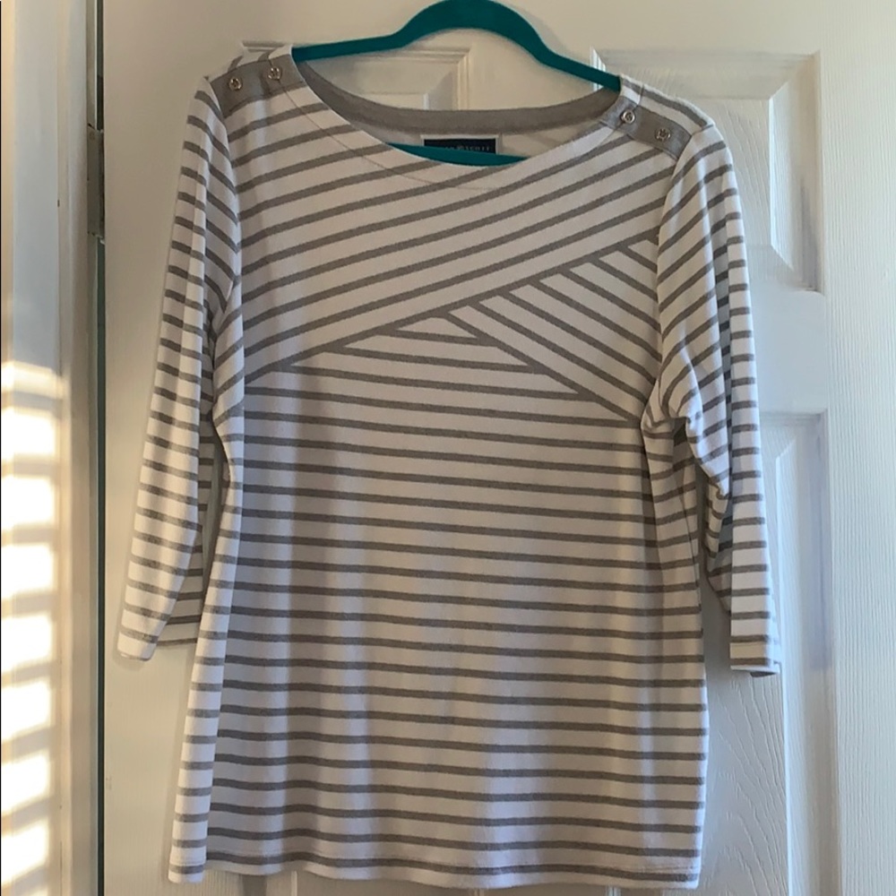 Grey & white stipe top